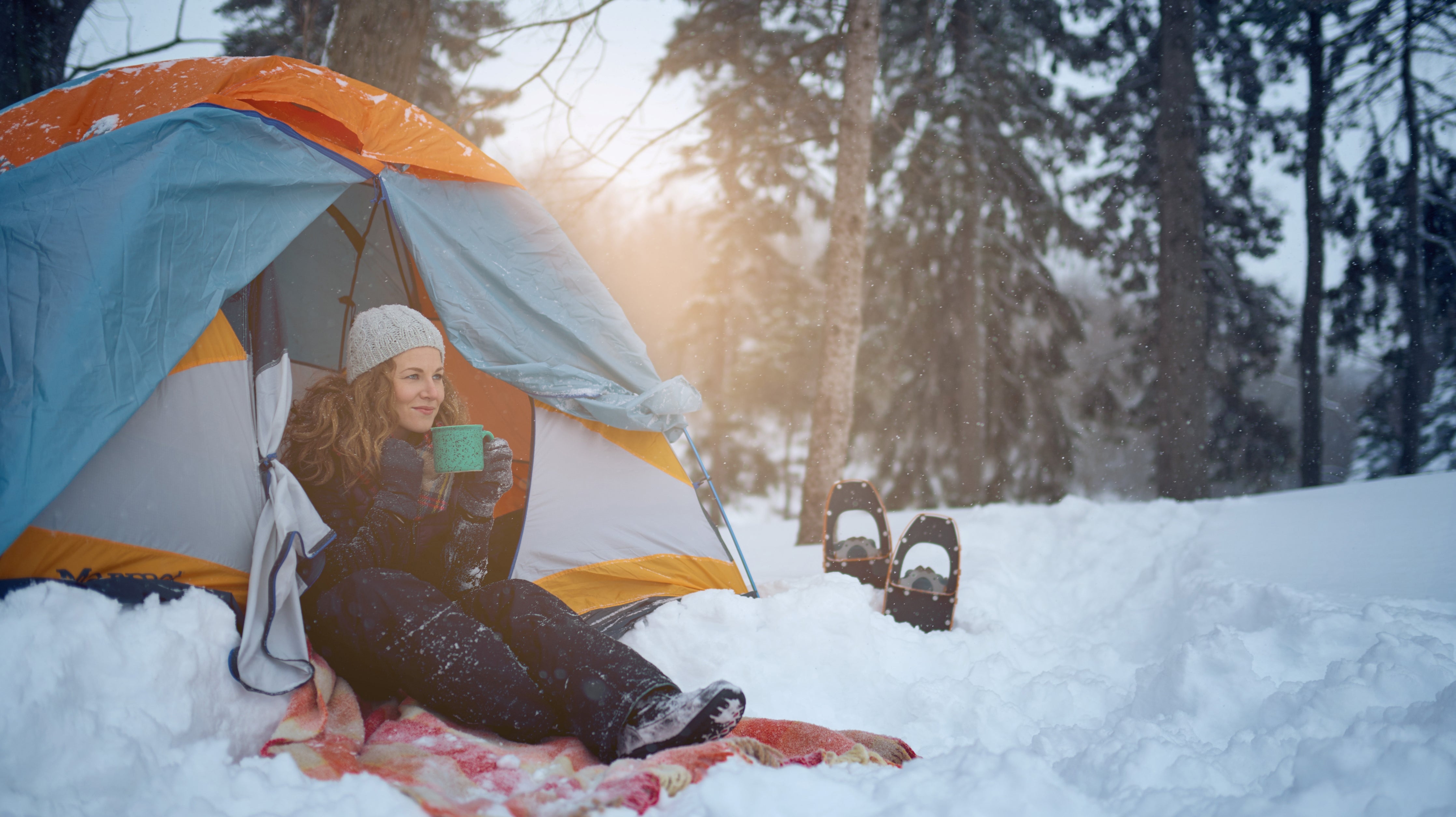 women going winter camping with winter camping gear