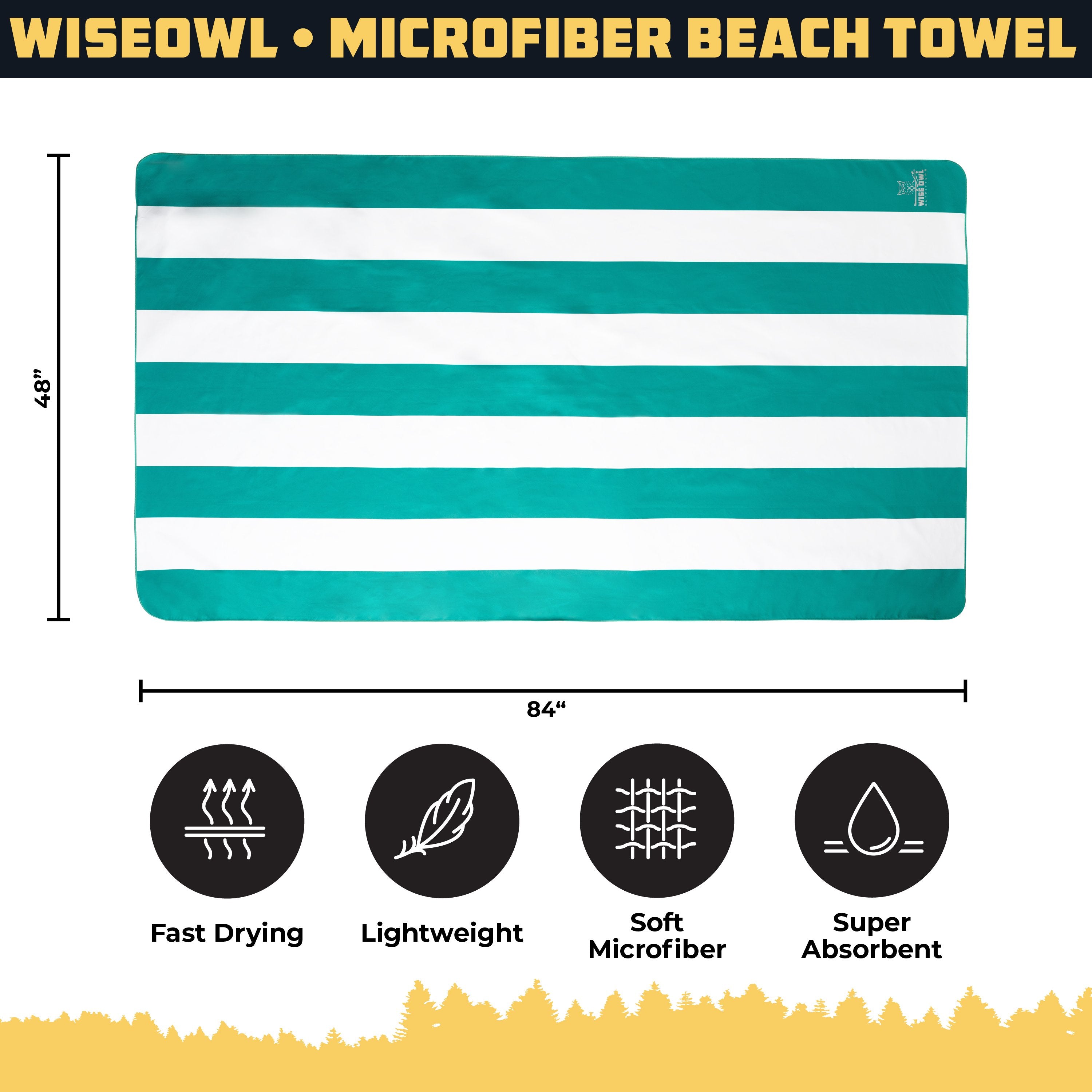 WiseOwl Striped Green Beach Towel