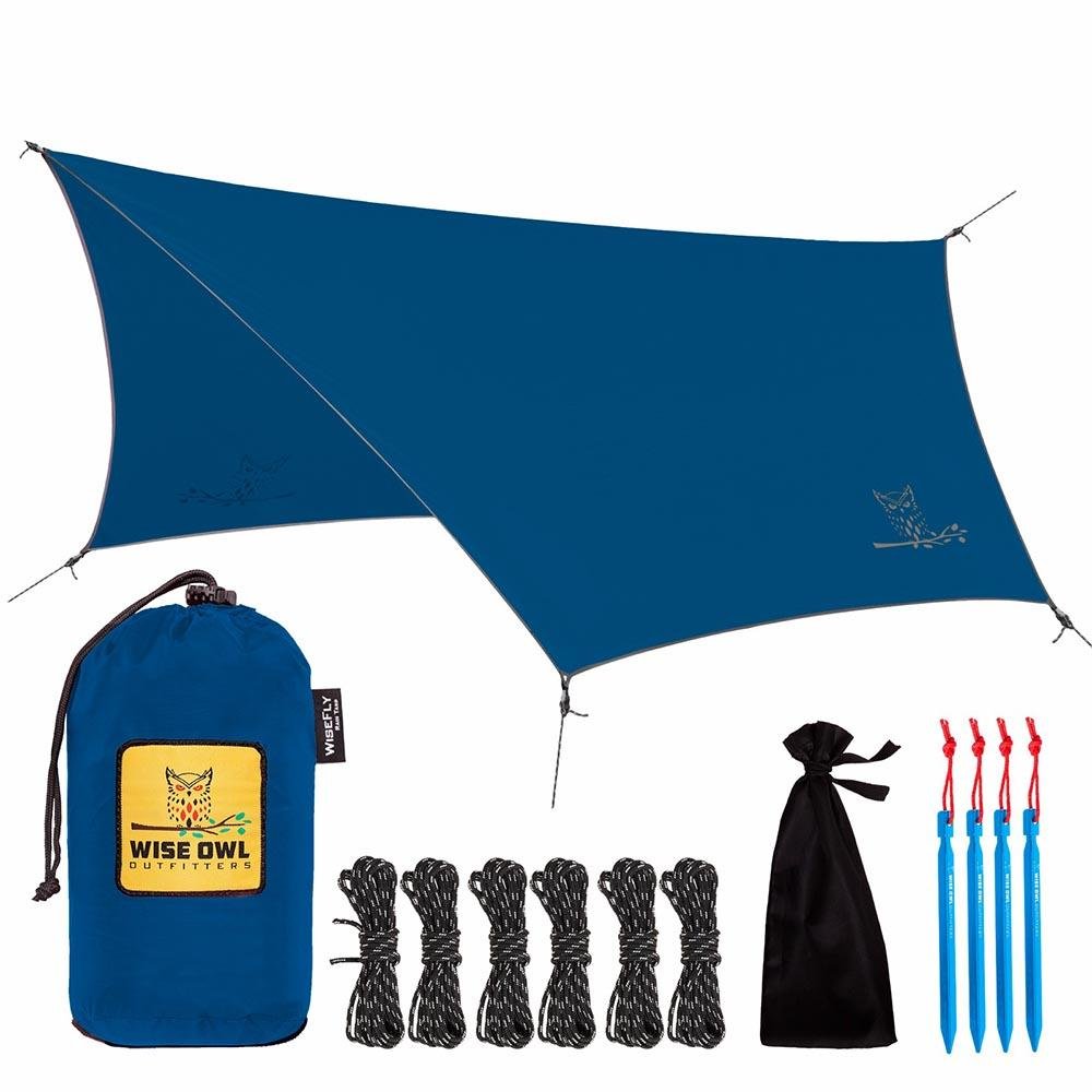 Use a waterproof hammock tarp while camping to stay dry when it rains.