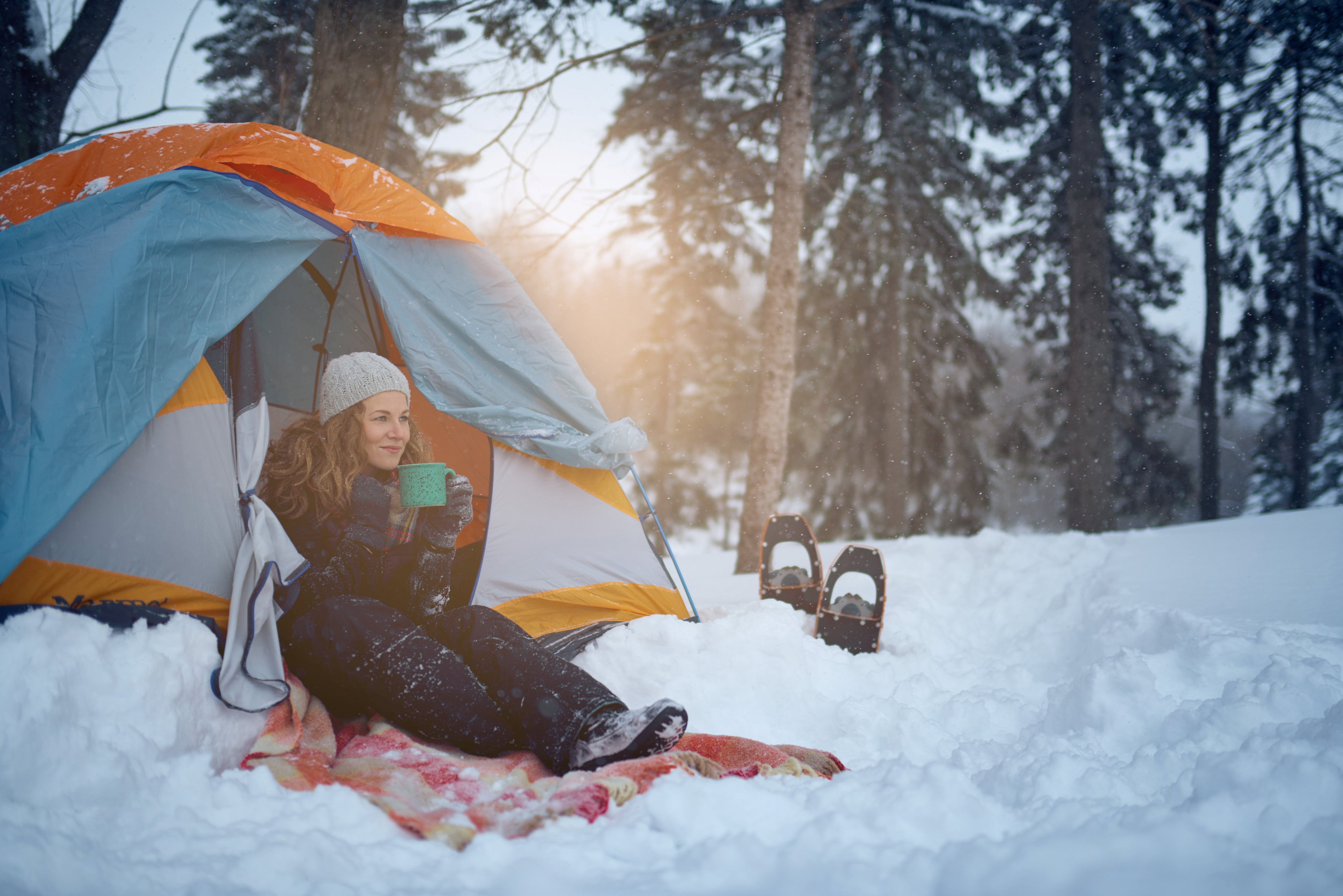 women going winter camping with winter camping gear