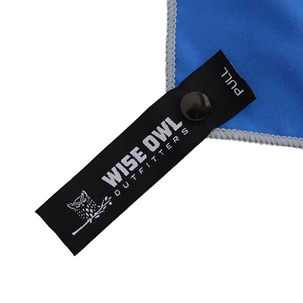 Royal Blue Camping Towel Pull Tag