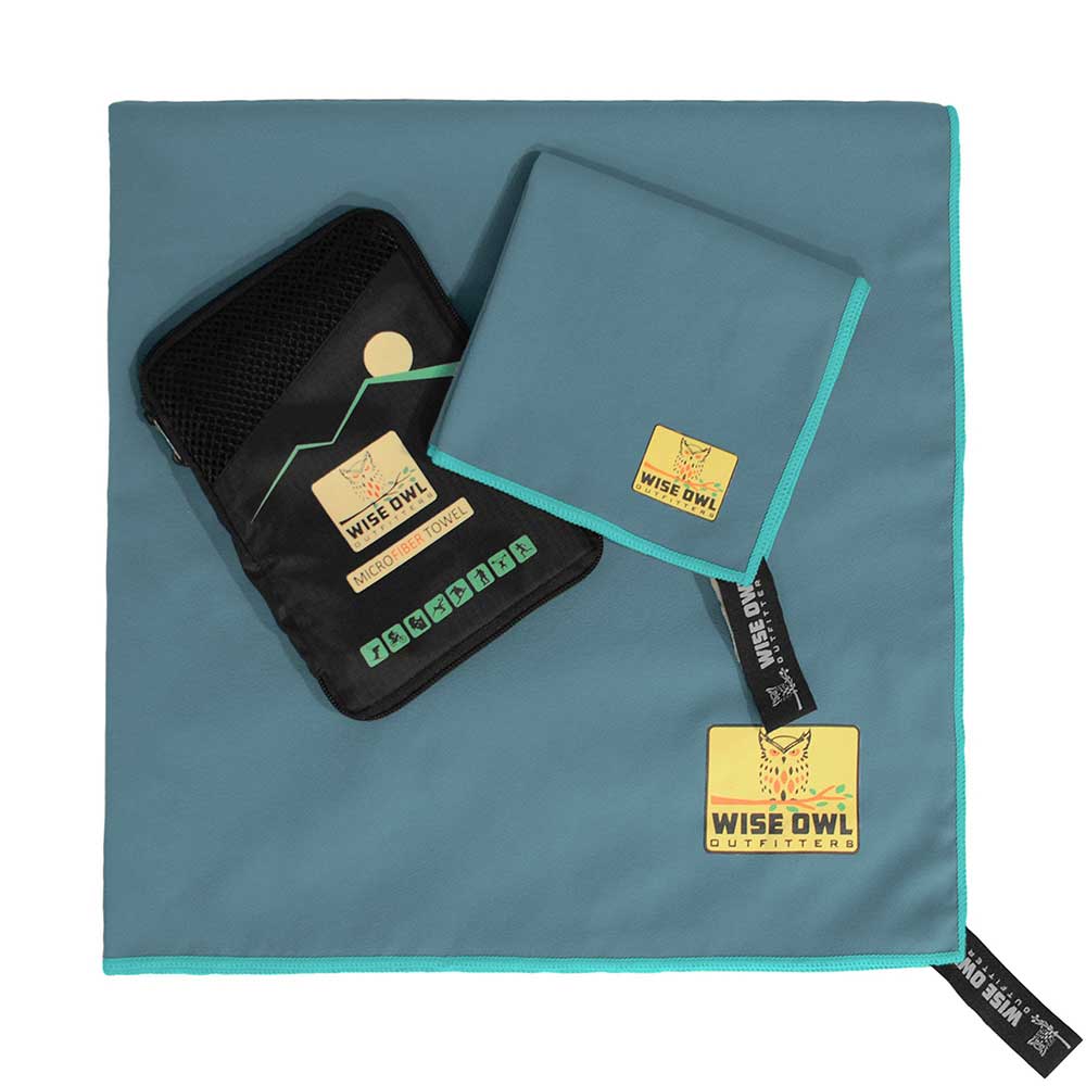 Marine Blue Camping Towel with Hand Towel