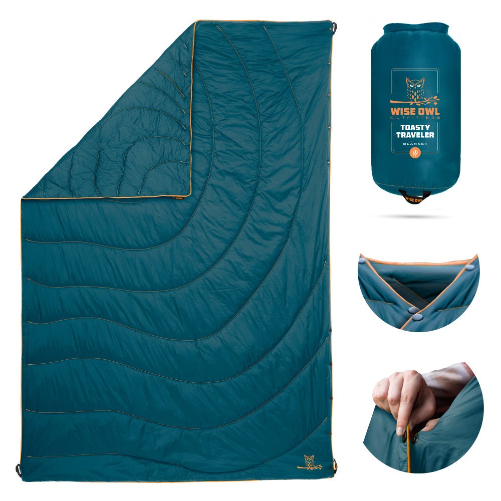 Our camping blankets from Wise Owl keep you warm while you relax outdoors. 