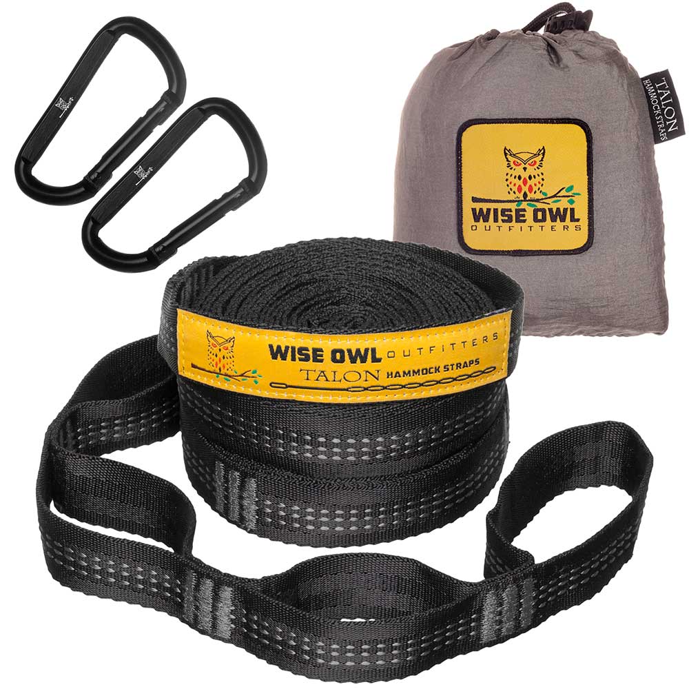 Wise Owl hammock straps hold up to 500 pounds in weight. 