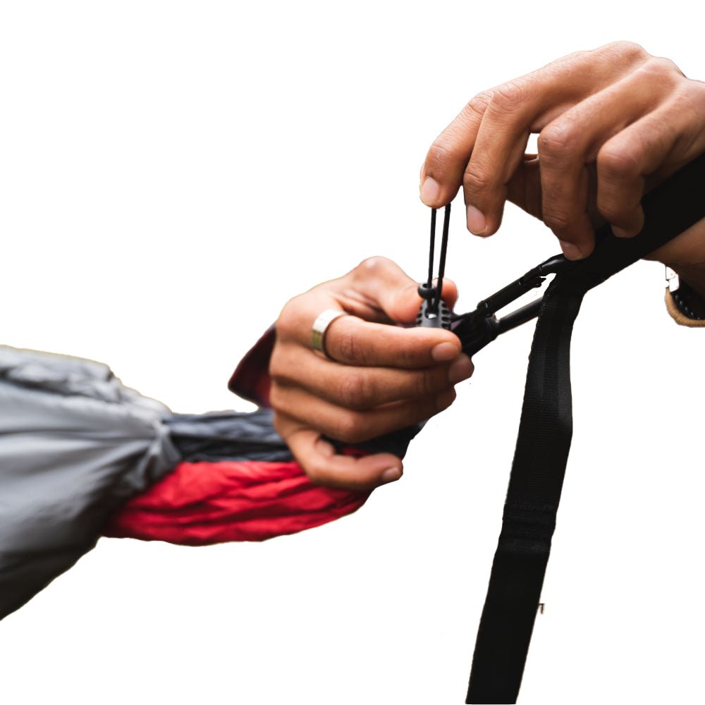 A hammock underquilt will keep you warm while hiking in the snow.
