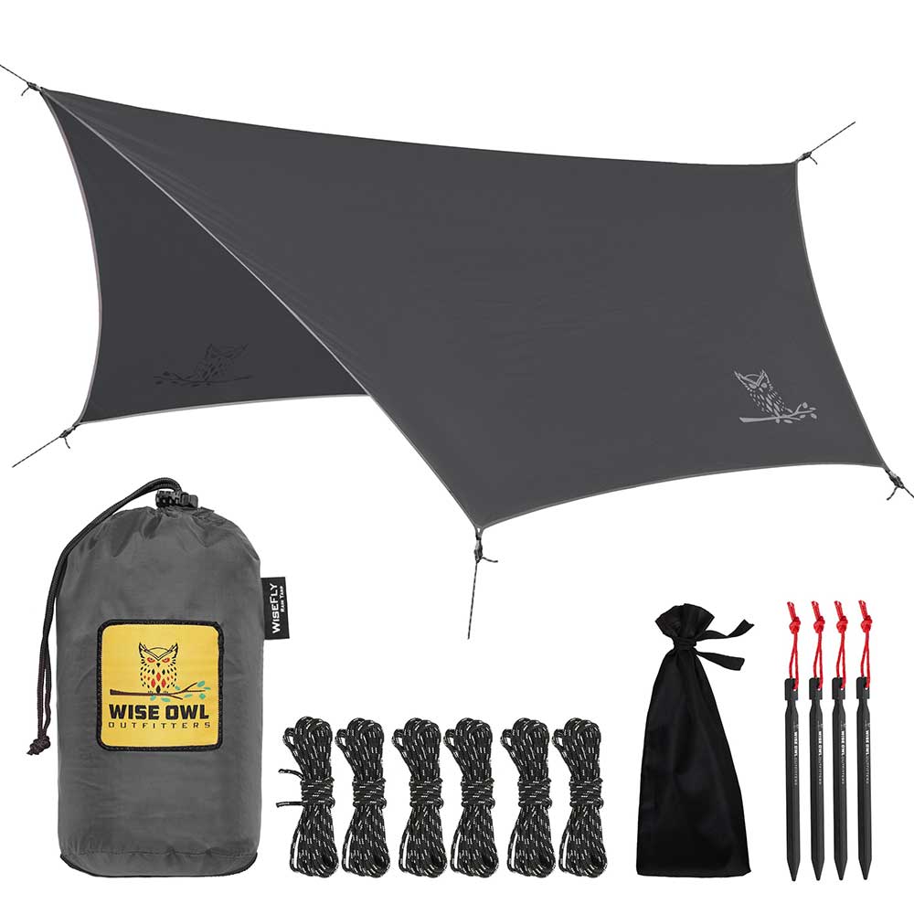 Waterproof hammock tarps keep you dry while backpacking.
